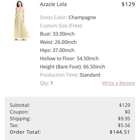 Azazie Lola Dress - Champagne - Picture 5 of 6